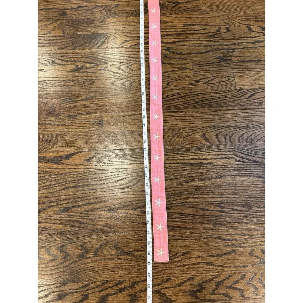 J.Crew Pink Starfish Embroidered D-Ring Canvas Belt S/M Coastal Beach Preppy 41” - Picture 7 of 9